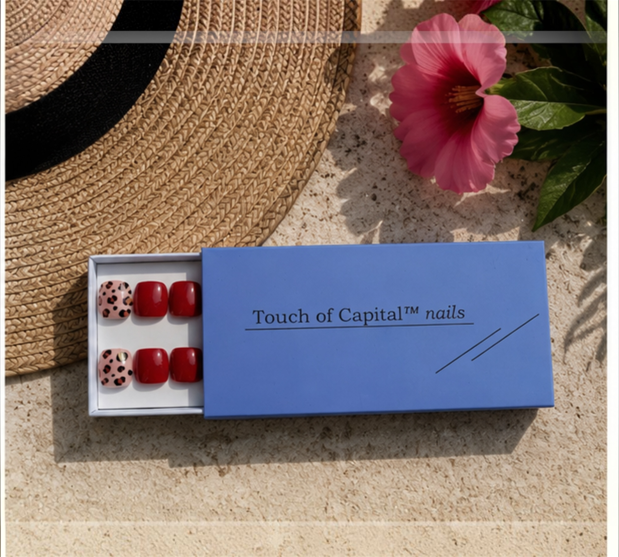 Toe Press On Nails – Red Leopard | Pedicure | Touch of Capital Nails
