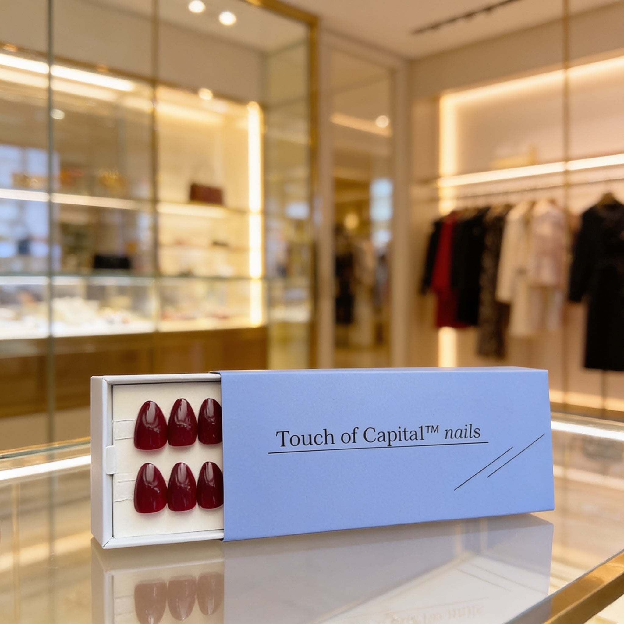 Almond Press On Nails | Dark Burgundy Red | Short | Touch of Capital Nails