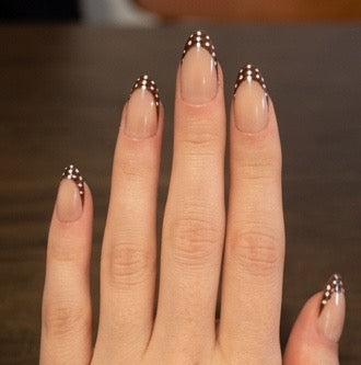 Short Almond Dotty French Press On Nails | The Royal Ascot Visitor | Touch of Capital Nails
