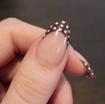 Short Almond Dotty French Press On Nails | The Royal Ascot Visitor | Touch of Capital Nails