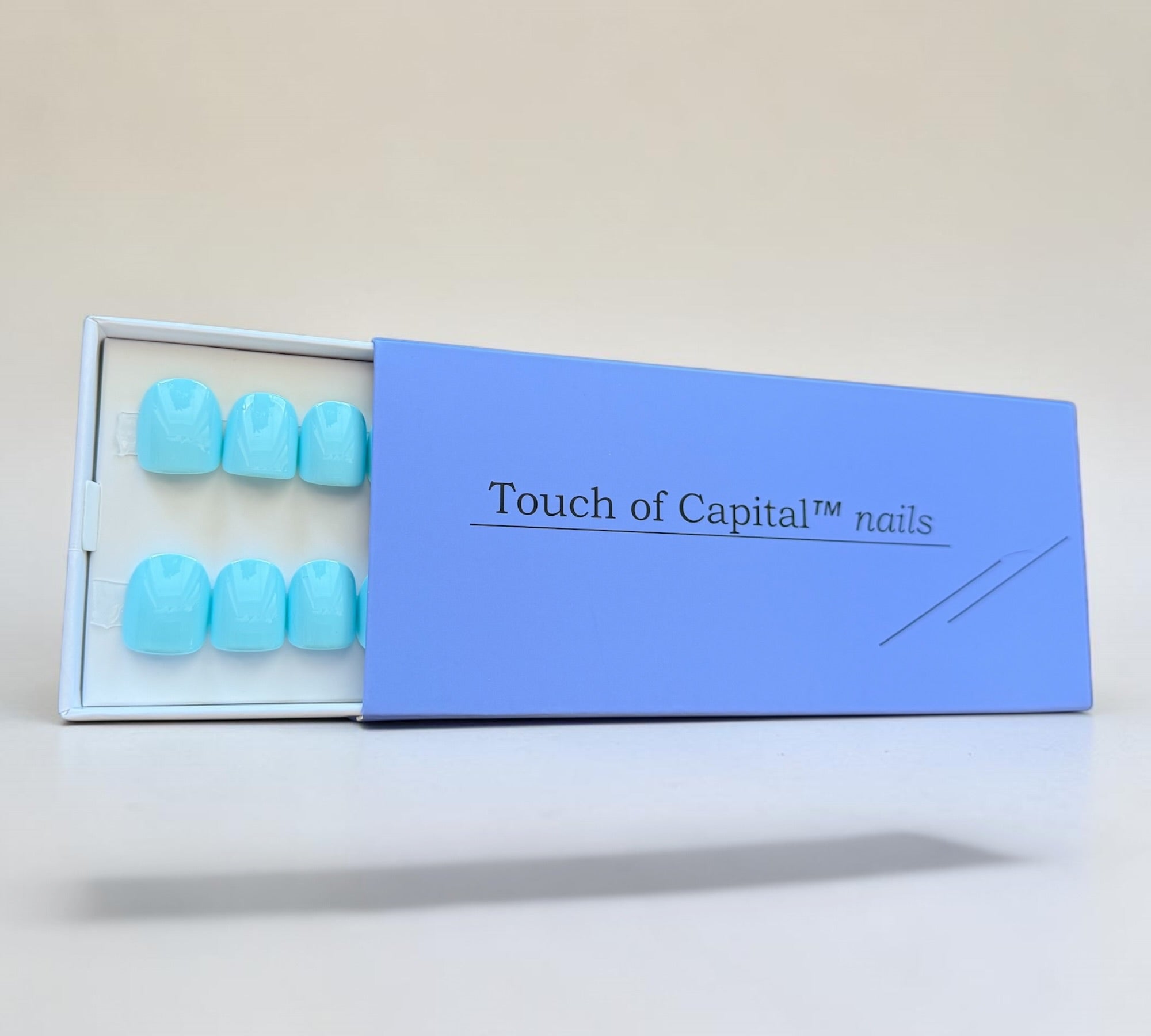 Press On Nails – Creamy Bluegreen | Extra Short Round | Touch of Capital Nails