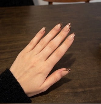 Short Almond Dotty French Press On Nails | The Royal Ascot Visitor | Touch of Capital Nails