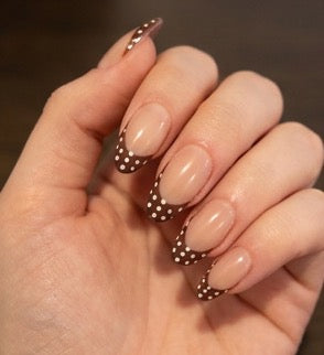 Short Almond Dotty French Press On Nails | The Royal Ascot Visitor | Touch of Capital Nails