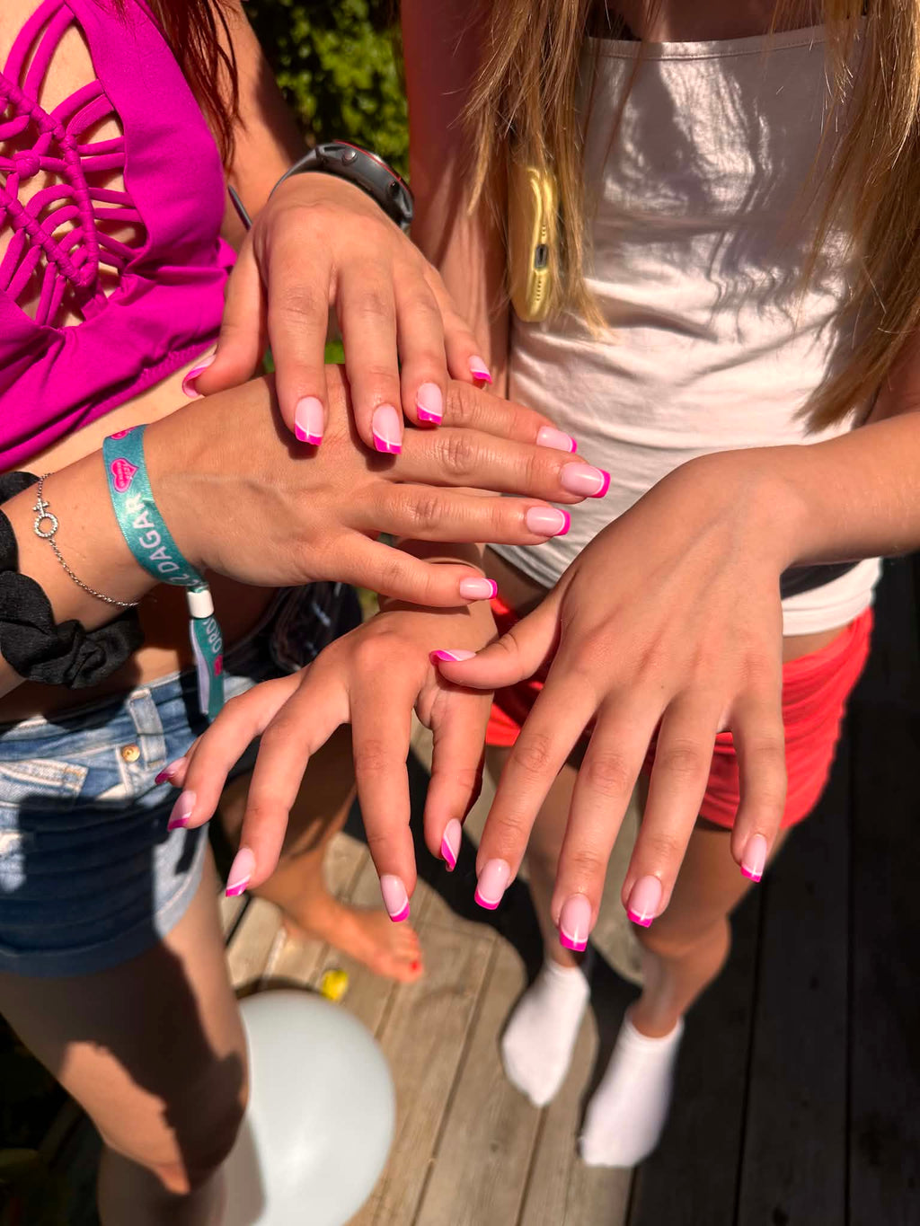 Square Press On Nails | Mini Pink French | Short | Touch of Capital Nails