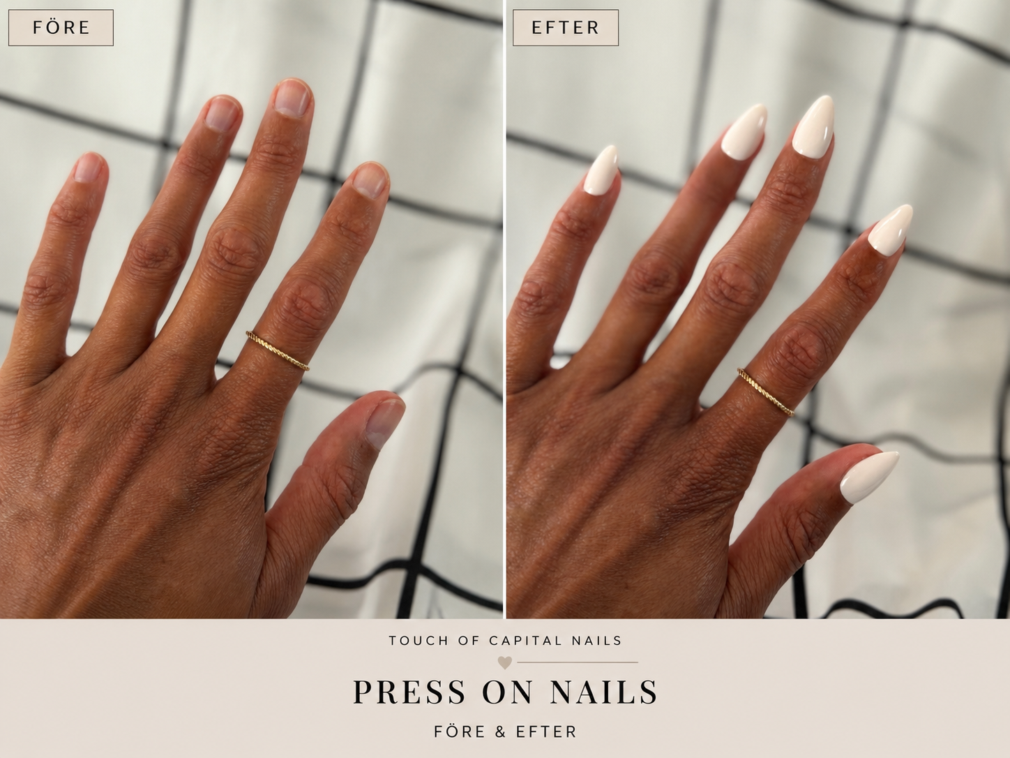 Press On Nails – Milky White | Short Almond | Touch of Capital Nails