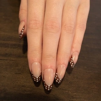 Short Almond Dotty French Press On Nails | The Royal Ascot Visitor | Touch of Capital Nails