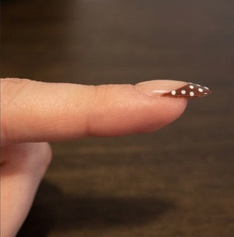 Short Almond Dotty French Press On Nails | The Royal Ascot Visitor | Touch of Capital Nails