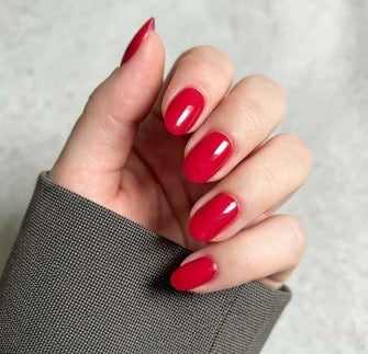 Short Oval Bold Red Press On Nails | The Dealmaker | Touch of Capital Nails