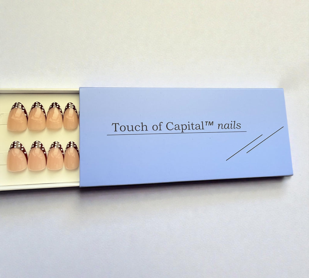 Press On Nails – Dotty French | Short Almond | Touch of Capital Nails