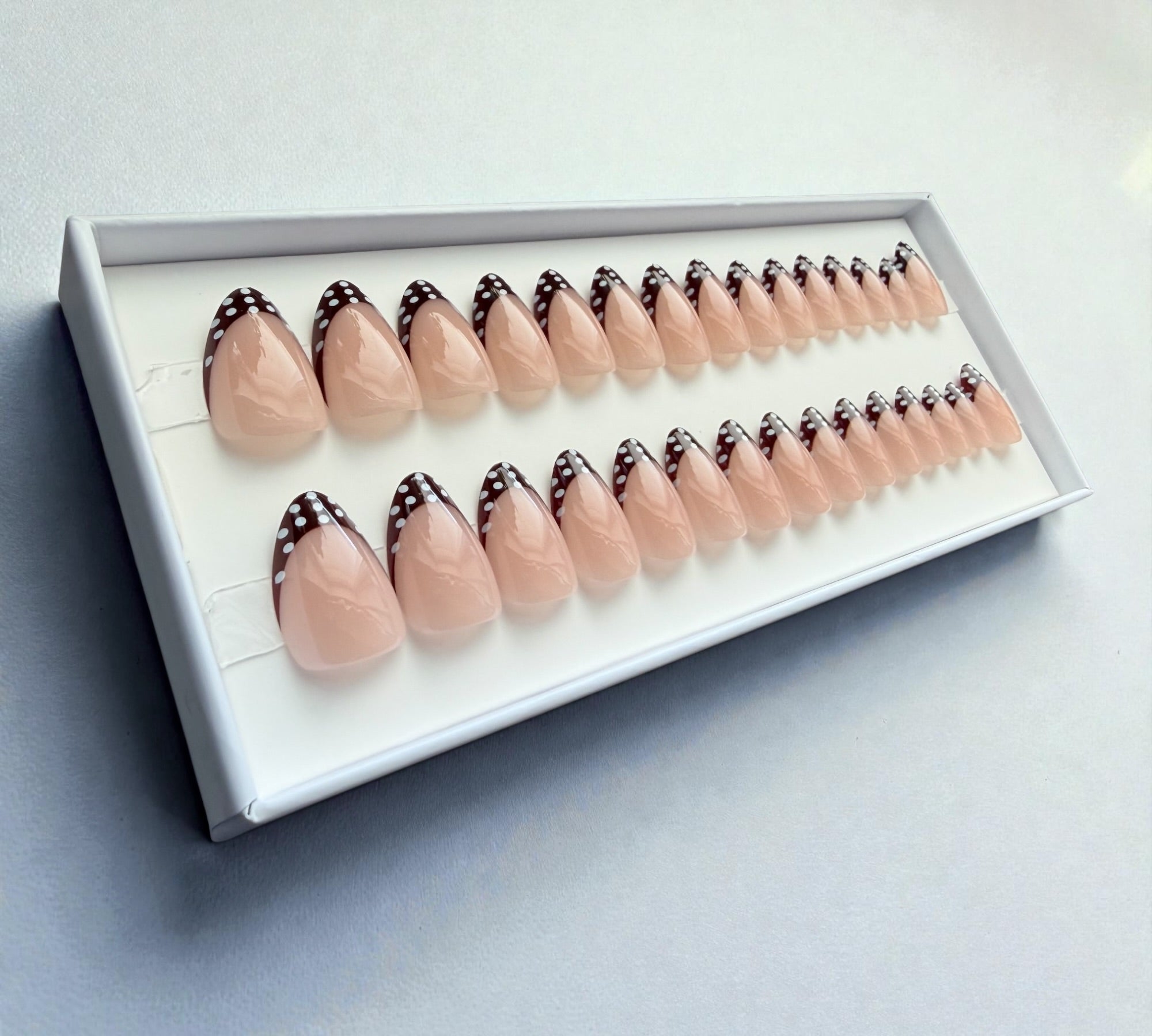 Press On Nails – Dotty French | Short Almond | Touch of Capital Nails