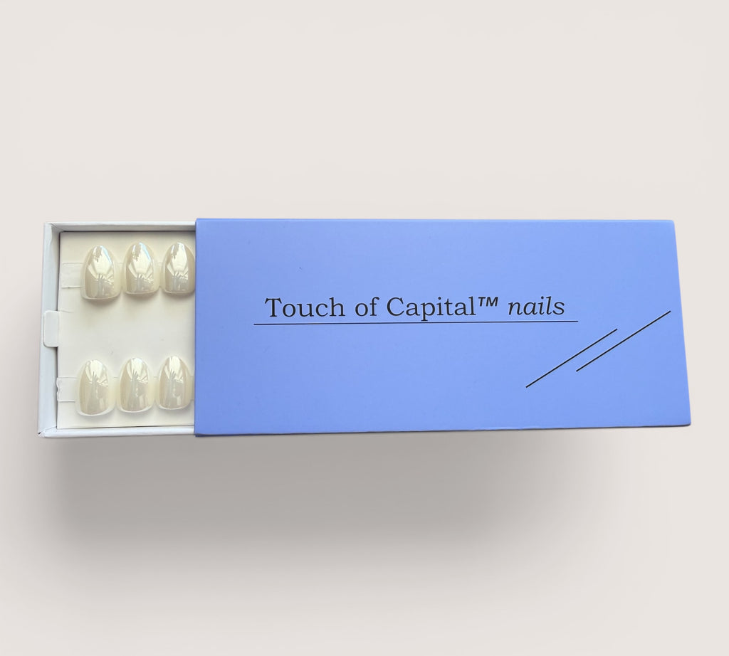 Press On Nails – White Glazed Milky White | Extra Short Almond | Touch of Capital Nails