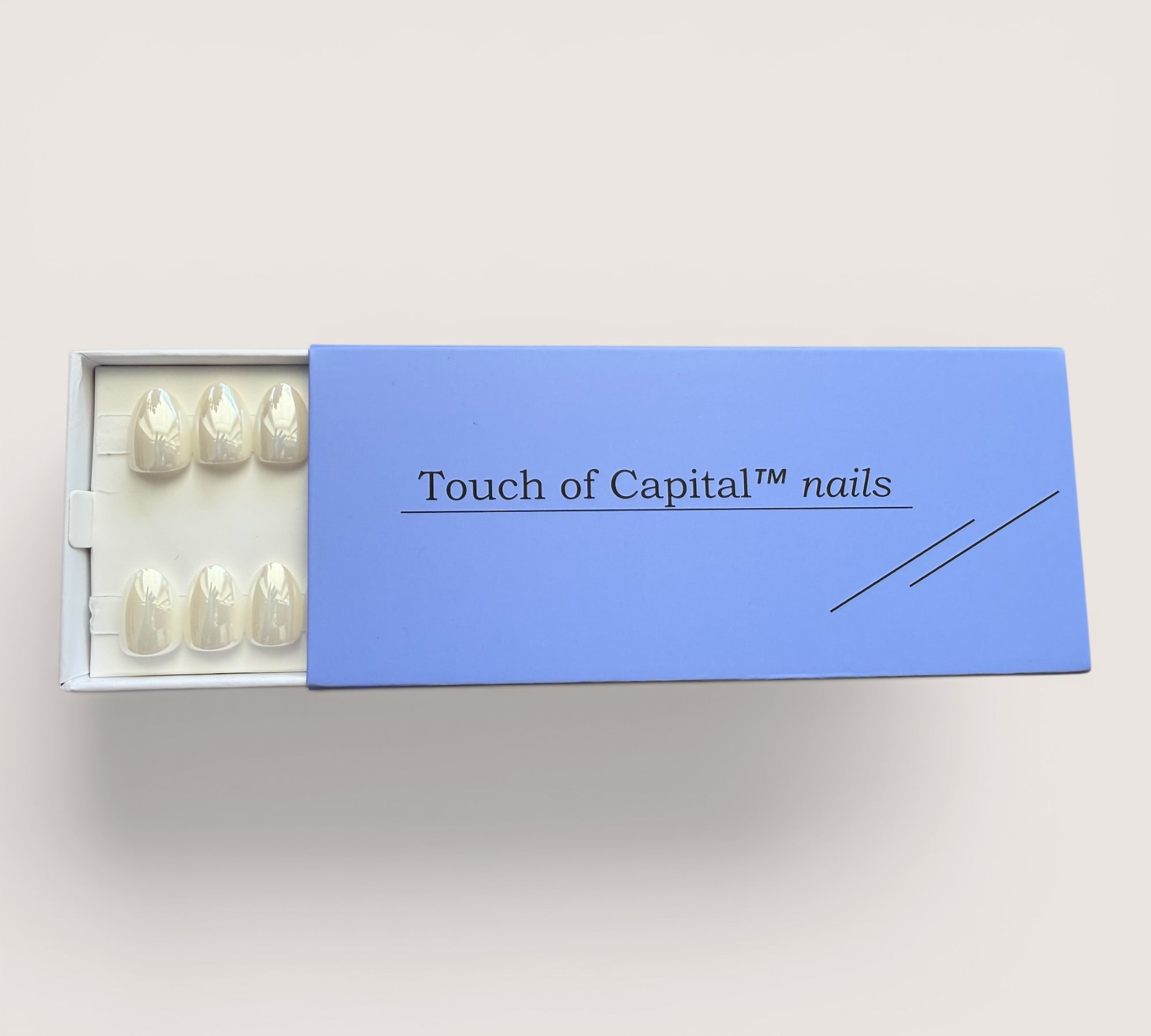 Press On Nails – White Glazed Milky White | Extra Short Almond | Touch of Capital Nails