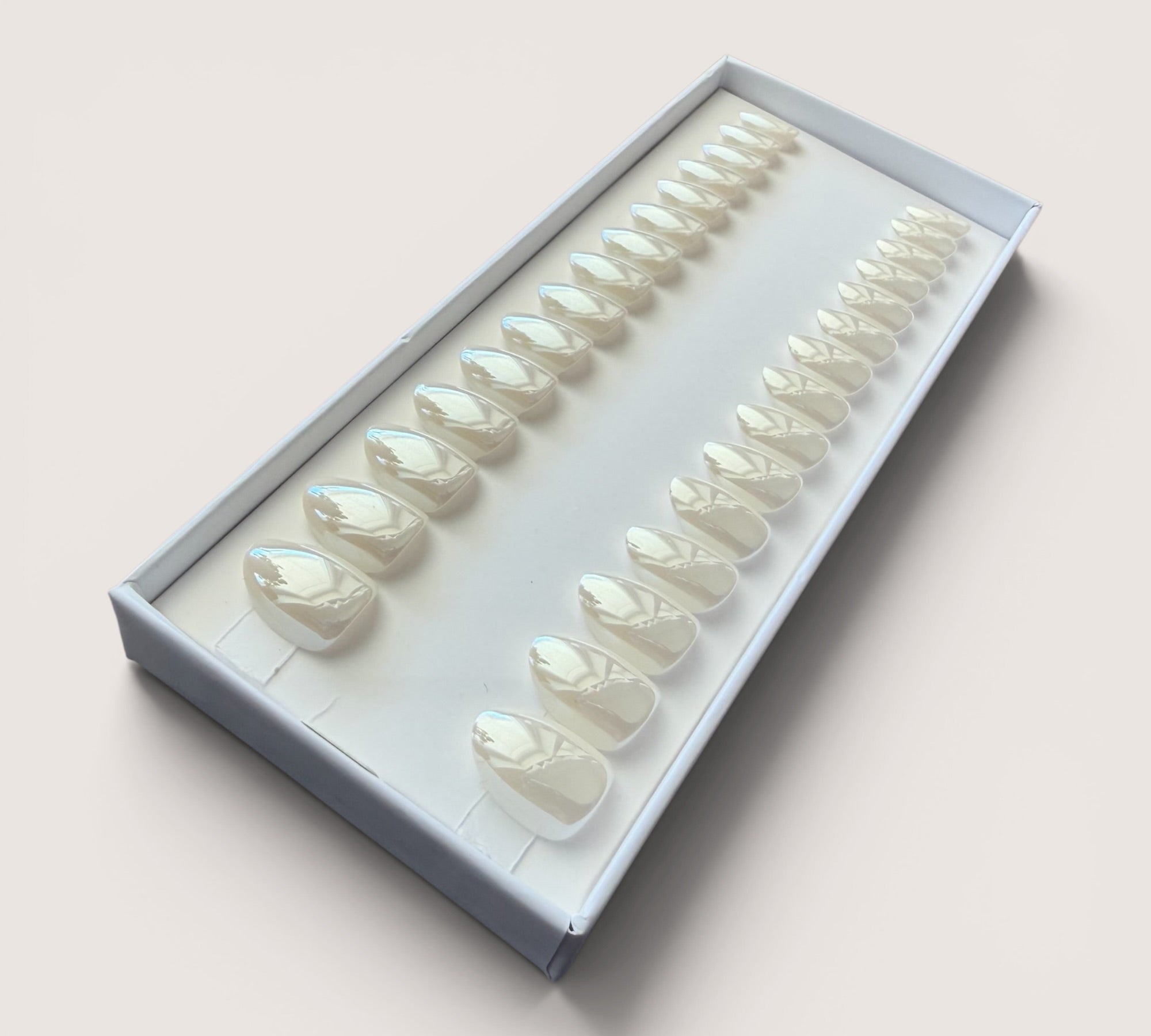 Press On Nails – White Glazed Milky White | Extra Short Almond | Touch of Capital Nails
