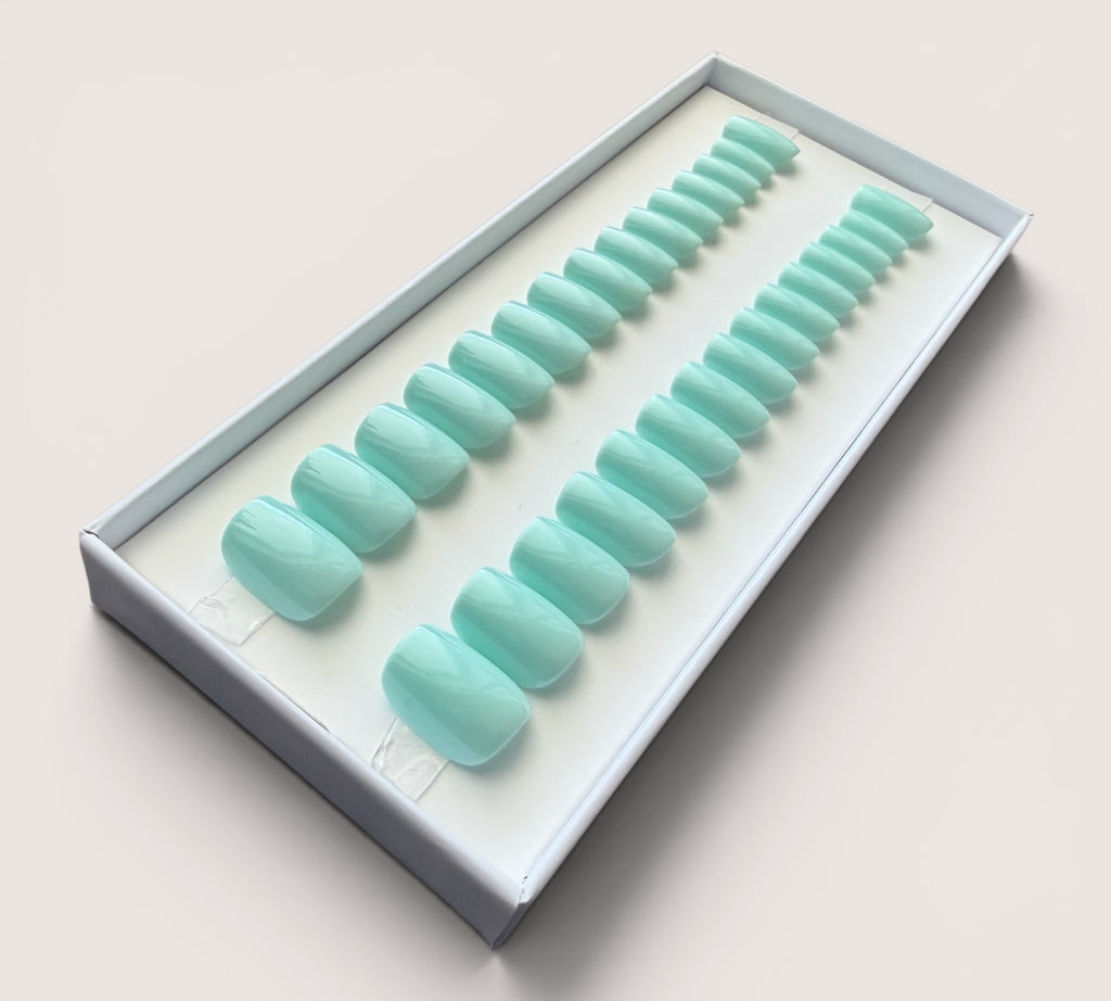 Press On Nails – Turquoise | Short Square | Touch of Capital Nails