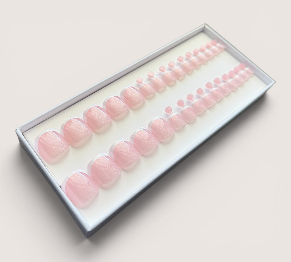Toe Press On Nails – Rosy Pink French | Pedicure | Touch of Capital Nails