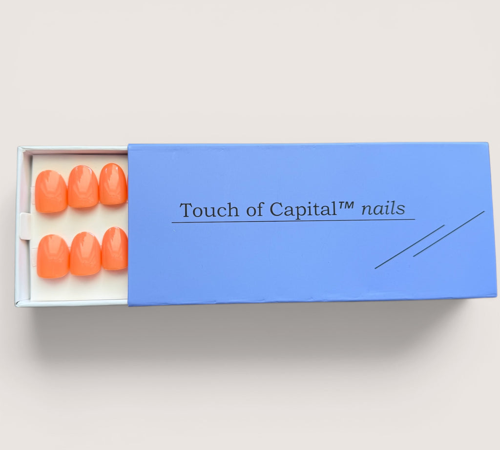 Press On Nails – Citrus Orange | Short Oval | Touch of Capital Nails