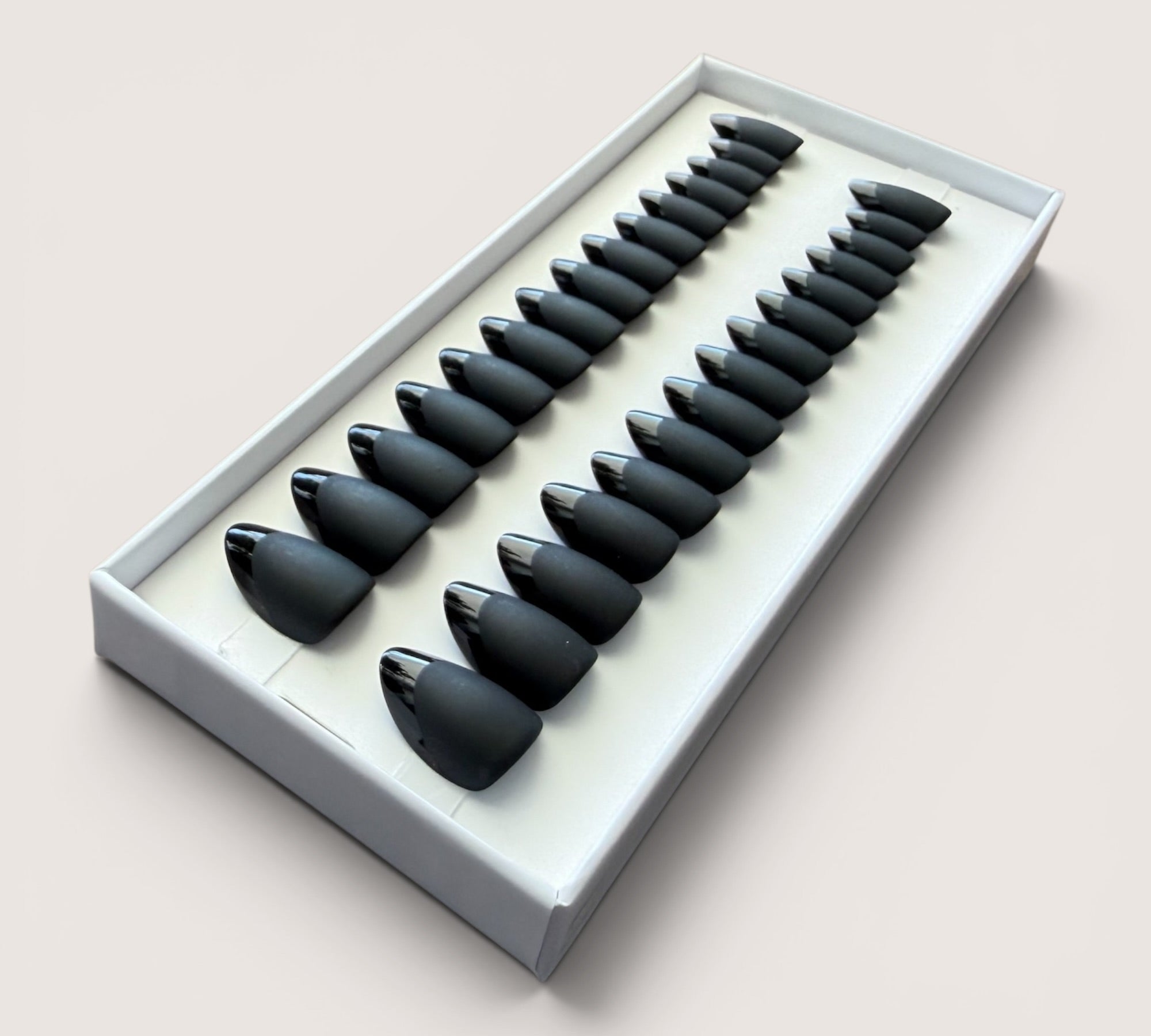 Press On Nails – Black Matte French | Short Almond | Touch of Capital Nails