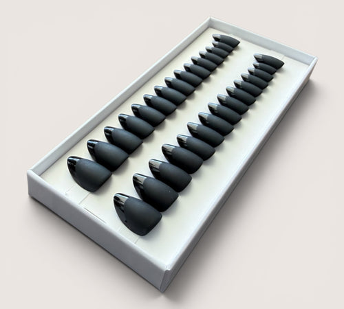 Press On Nails – Black Matte French | Short Almond | Touch of Capital Nails