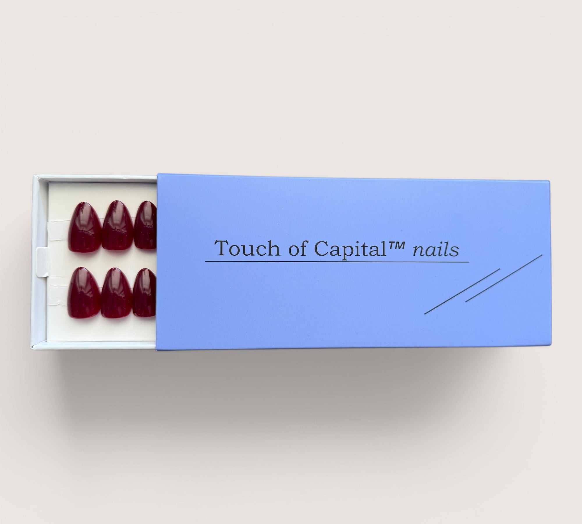 Press On Nails – Dark Burgundy Red | Short Almond | Touch of Capital Nails