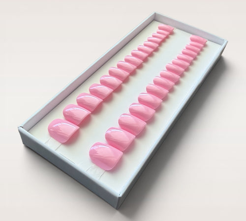 Extra Short Round Pink Gloss Press On Nails | Warm Pink | The Nurse | Touch of Capital Nails