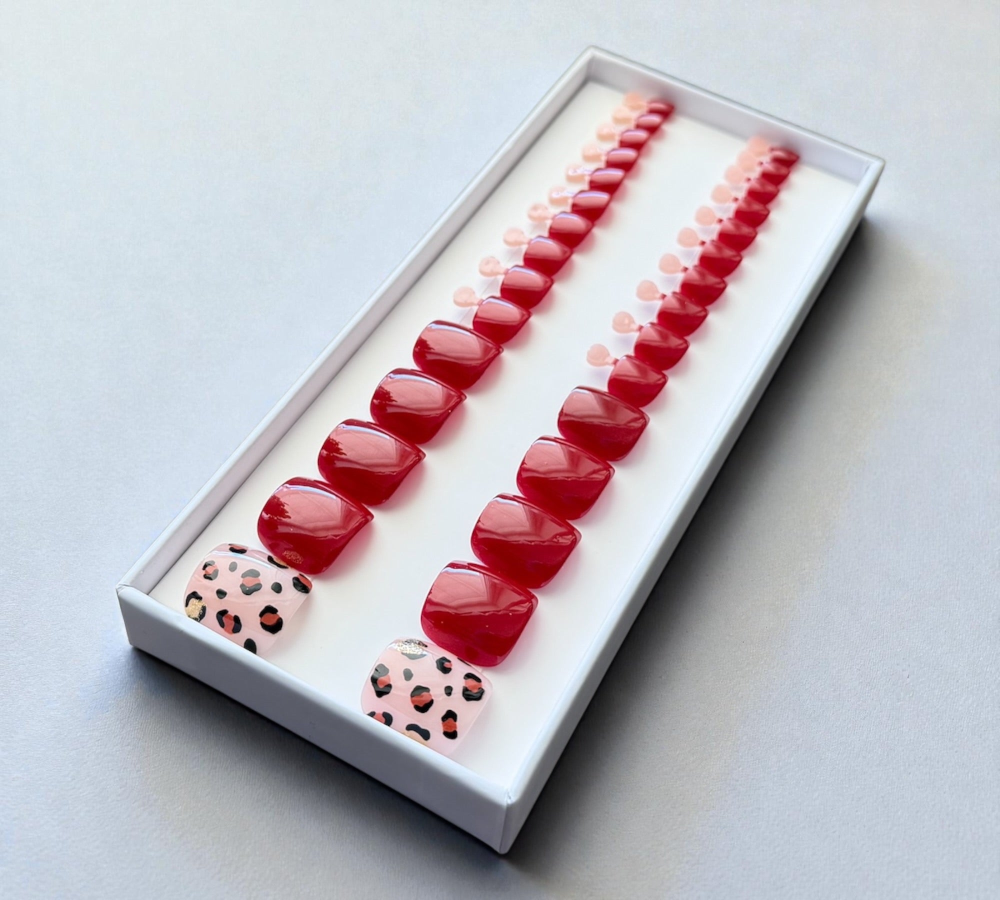 Toe Press On Nails – Red Leopard | Pedicure | Touch of Capital Nails