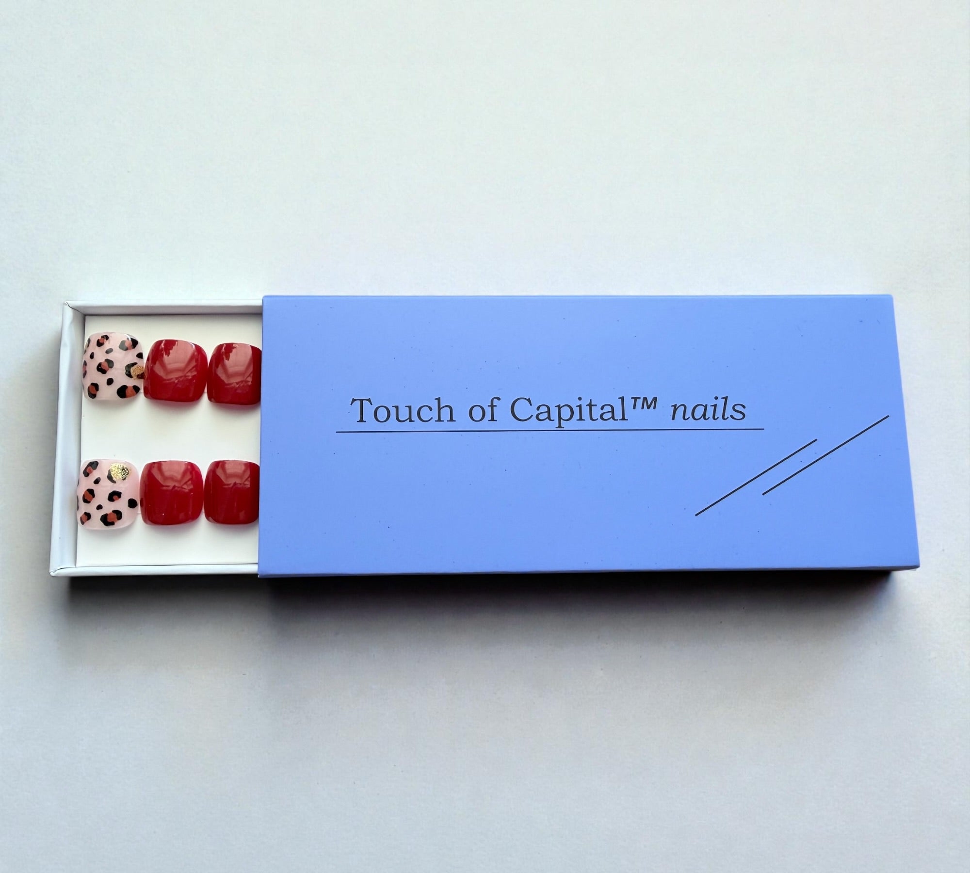 Toe Press On Nails – Red Leopard | Pedicure | Touch of Capital Nails