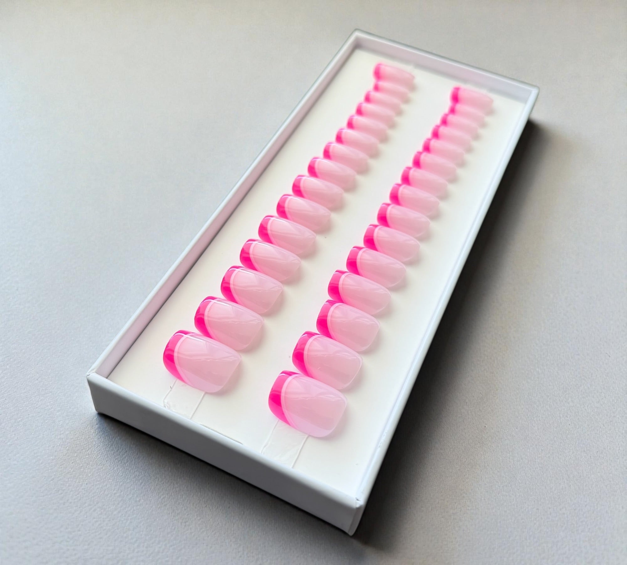 Press On Nails – Mini Pink French | Short Square | Touch of Capital Nails