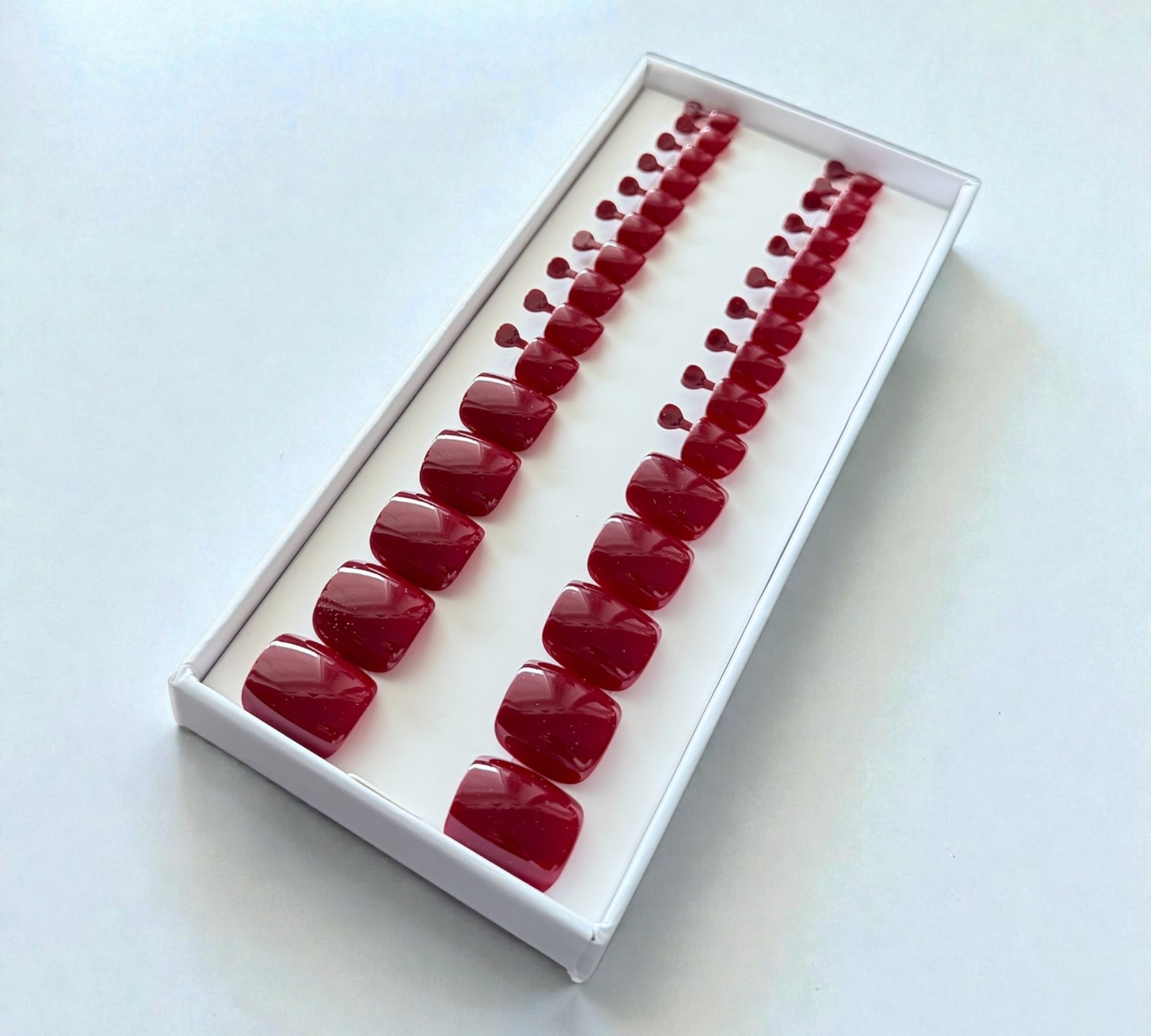 Toe Press On Nails – Deep Red | Pedicure | Touch of Capital Nails