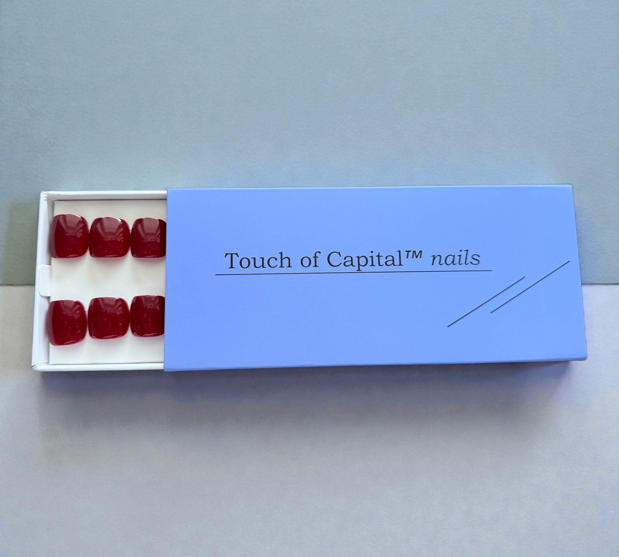 Toe Press On Nails – Deep Red | Pedicure | Touch of Capital Nails