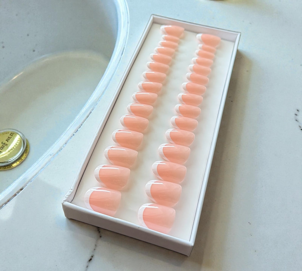 Press-On Nails – Classic French Light Pink | Short Oval | Touch of Capital Nails