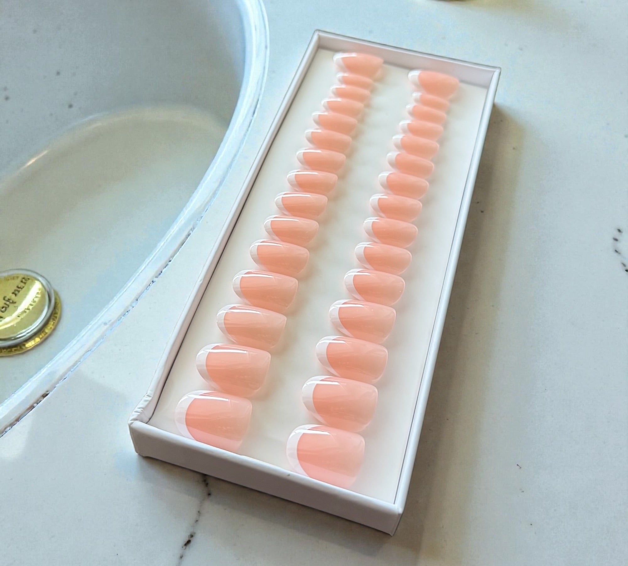 Press-On Nails – Classic French Light Pink | Short Oval | Touch of Capital Nails
