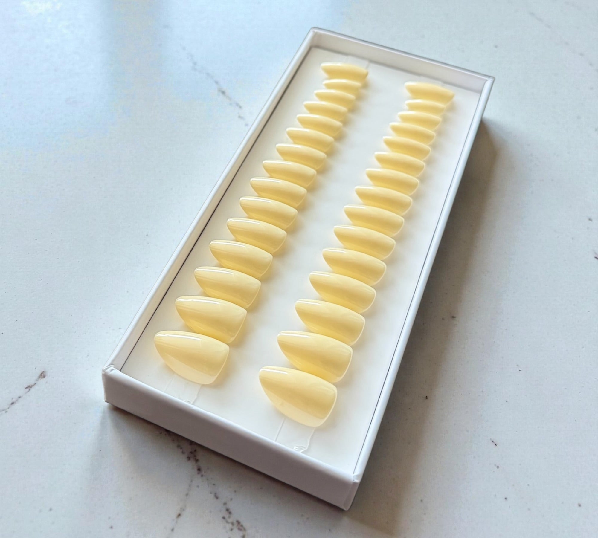 Press On Nails – Creamy Yellow | Short Almond | Touch of Capital Nails
