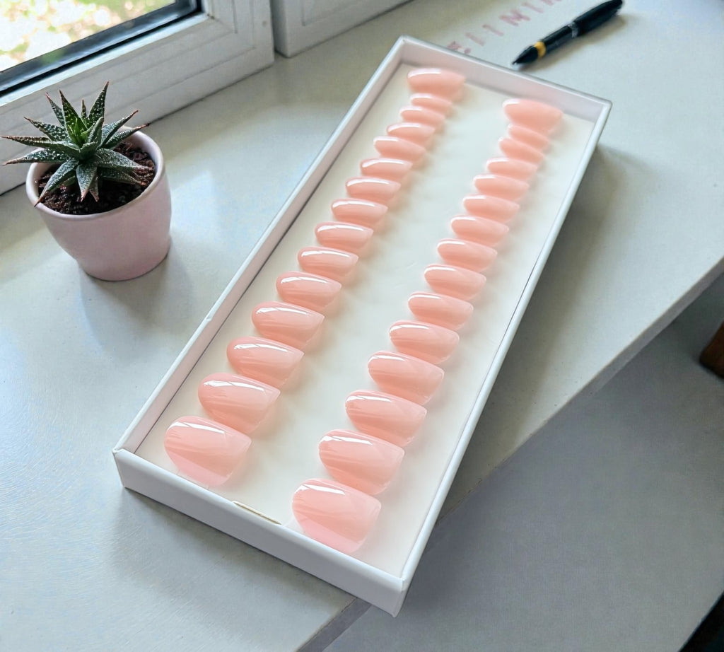 Press On Nails – Natural Nude Pink | Short Oval | Touch of Capital Nails