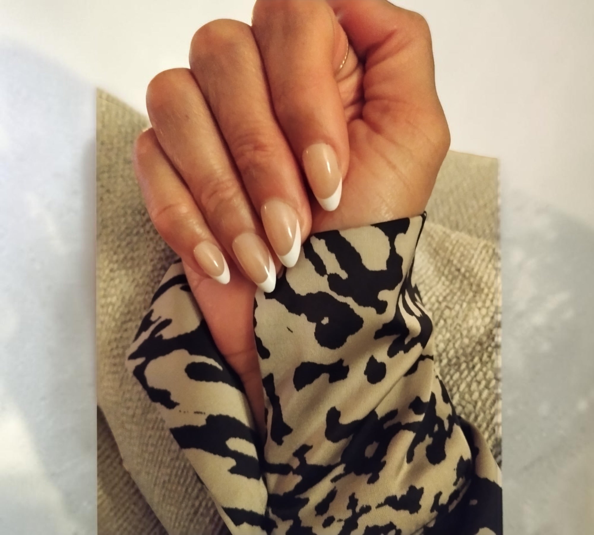 Press On Nails – Sophisticated French Manicure | Short Almond | Touch of Capital Nails