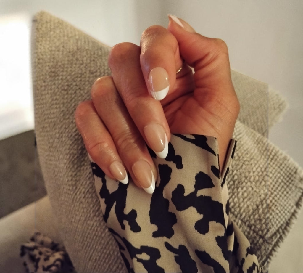 Press On Nails – Sophisticated French Manicure | Short Almond | Touch of Capital Nails
