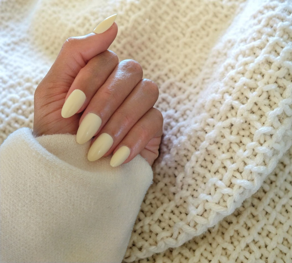 Press On Nails – Creamy Yellow | Short Almond | Touch of Capital Nails