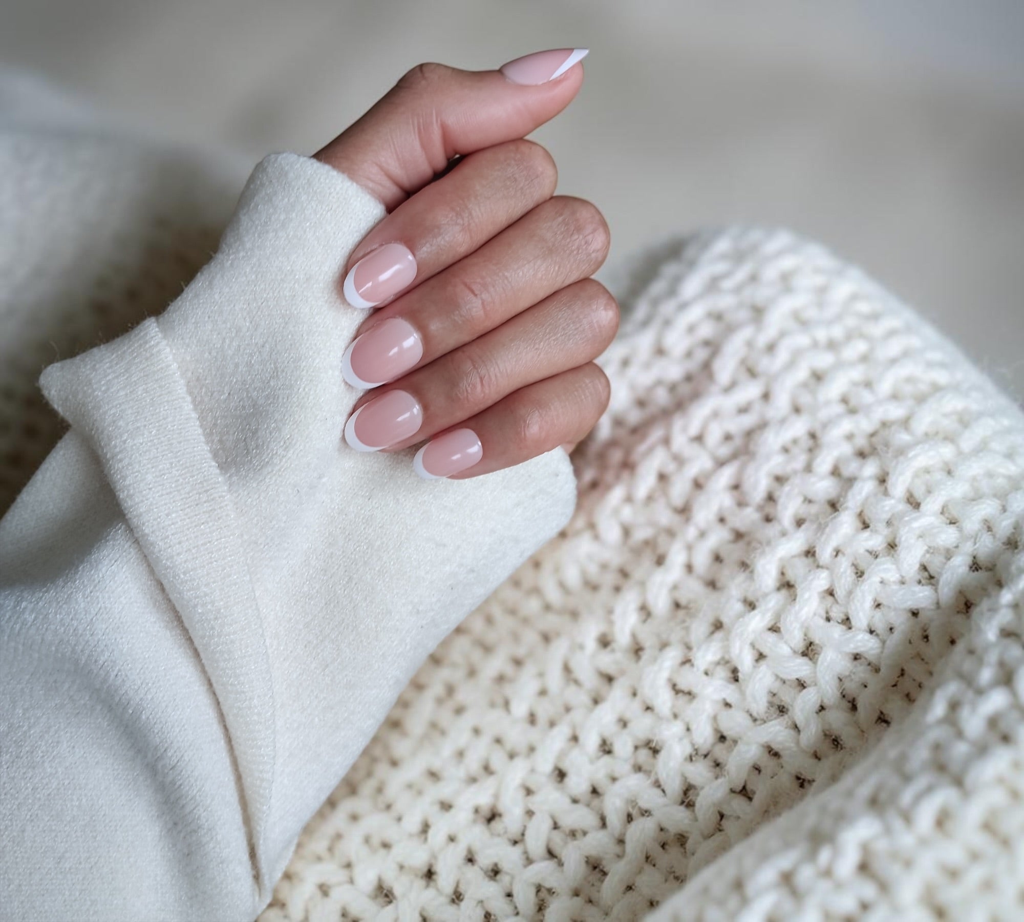 Press-On Nails – Classic French Light Pink | Short Oval | Touch of Capital Nails