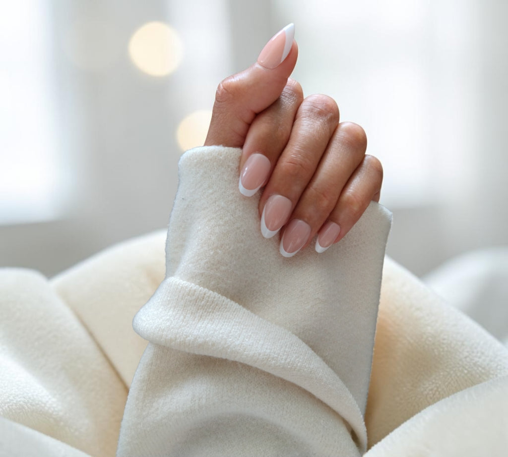 Press On Nails – Sophisticated French Manicure | Short Almond | Touch of Capital Nails