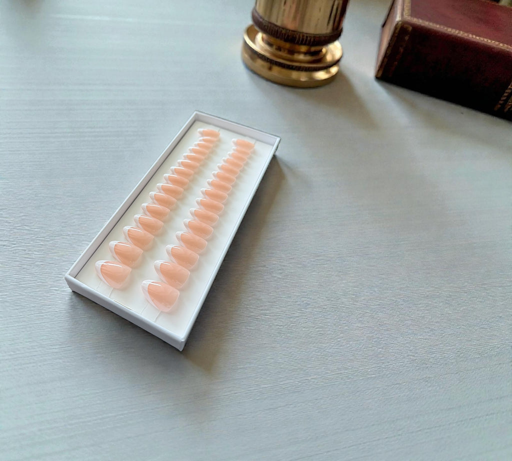 Press On Nails – Sophisticated French Manicure | Short Almond | Touch of Capital Nails