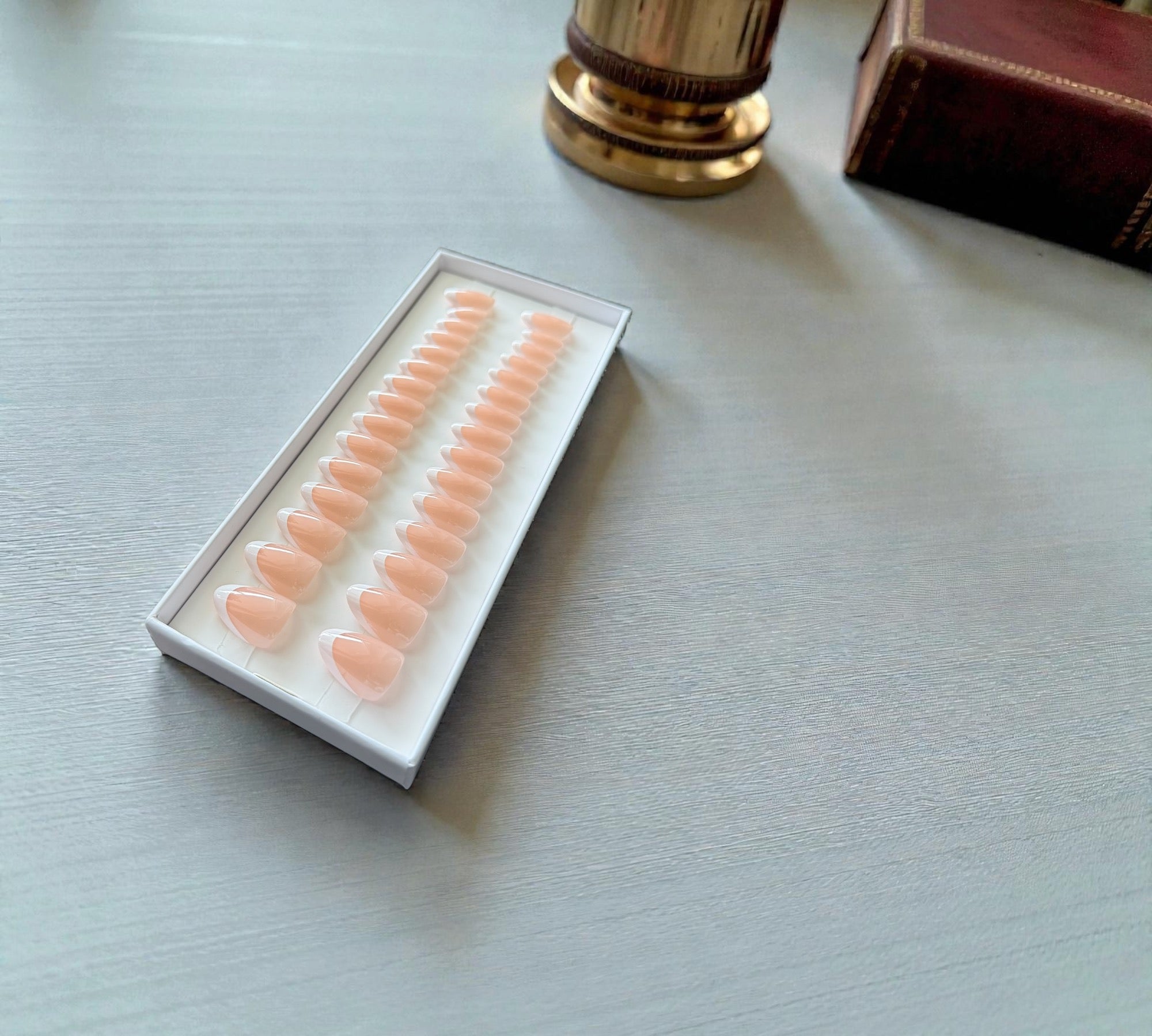 Press On Nails – Sophisticated French Manicure | Short Almond | Touch of Capital Nails