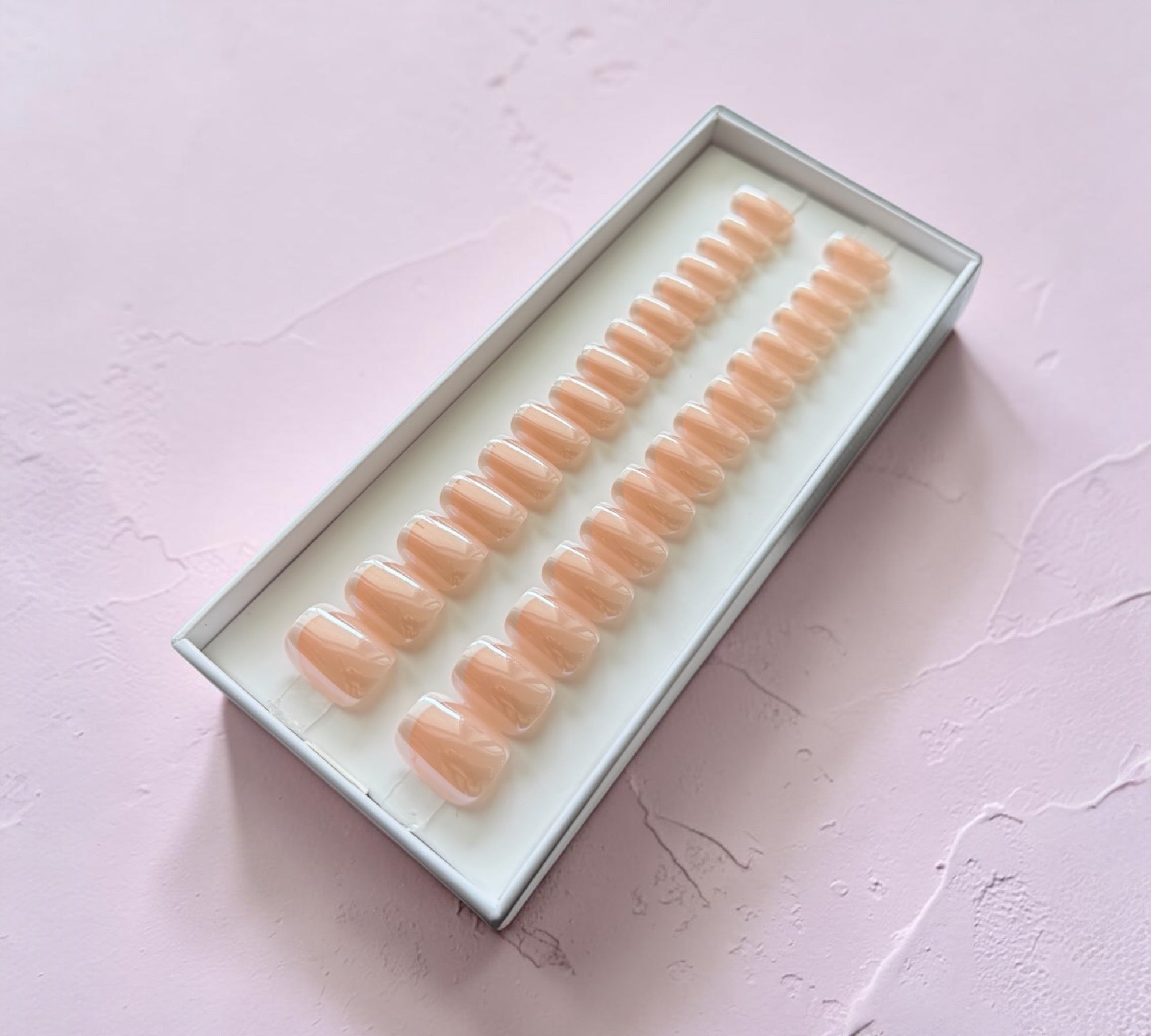 Press On Nails – Soft Pink French | Short Square | Touch of Capital Nails