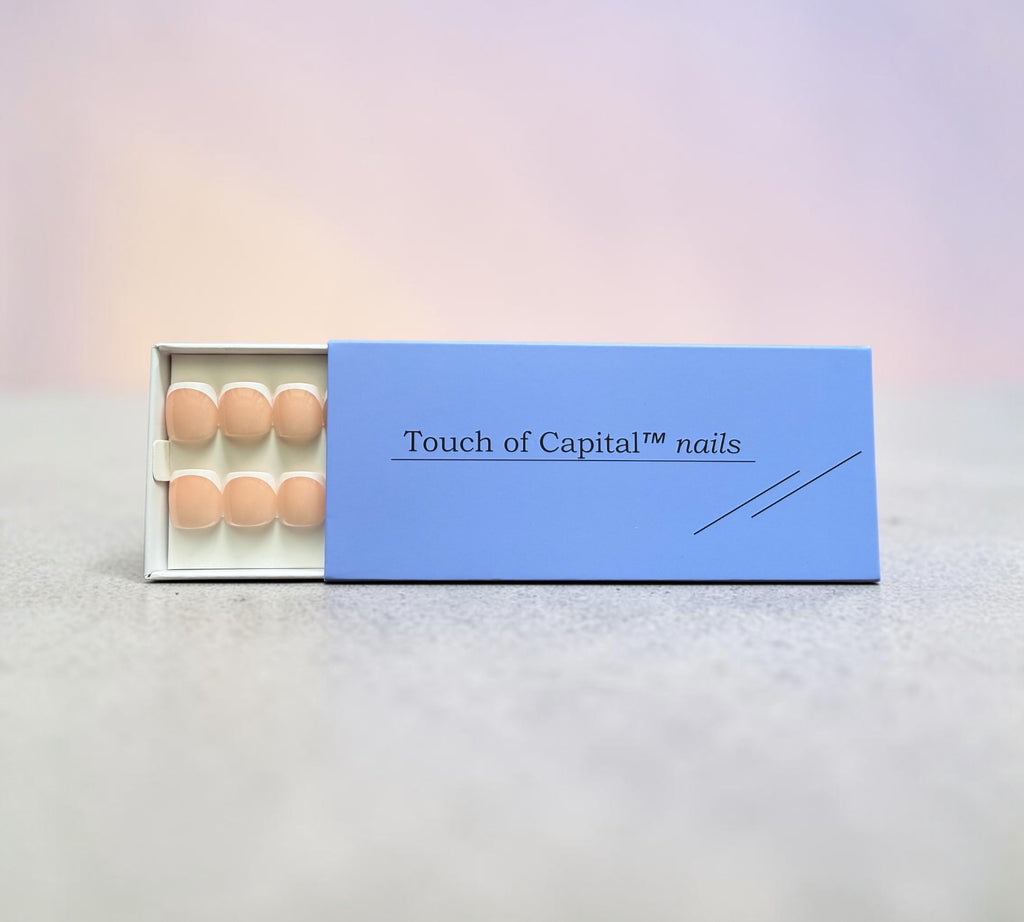 Toe Press On Nails – Warm Beige French | Pedicure | Touch of Capital Nails