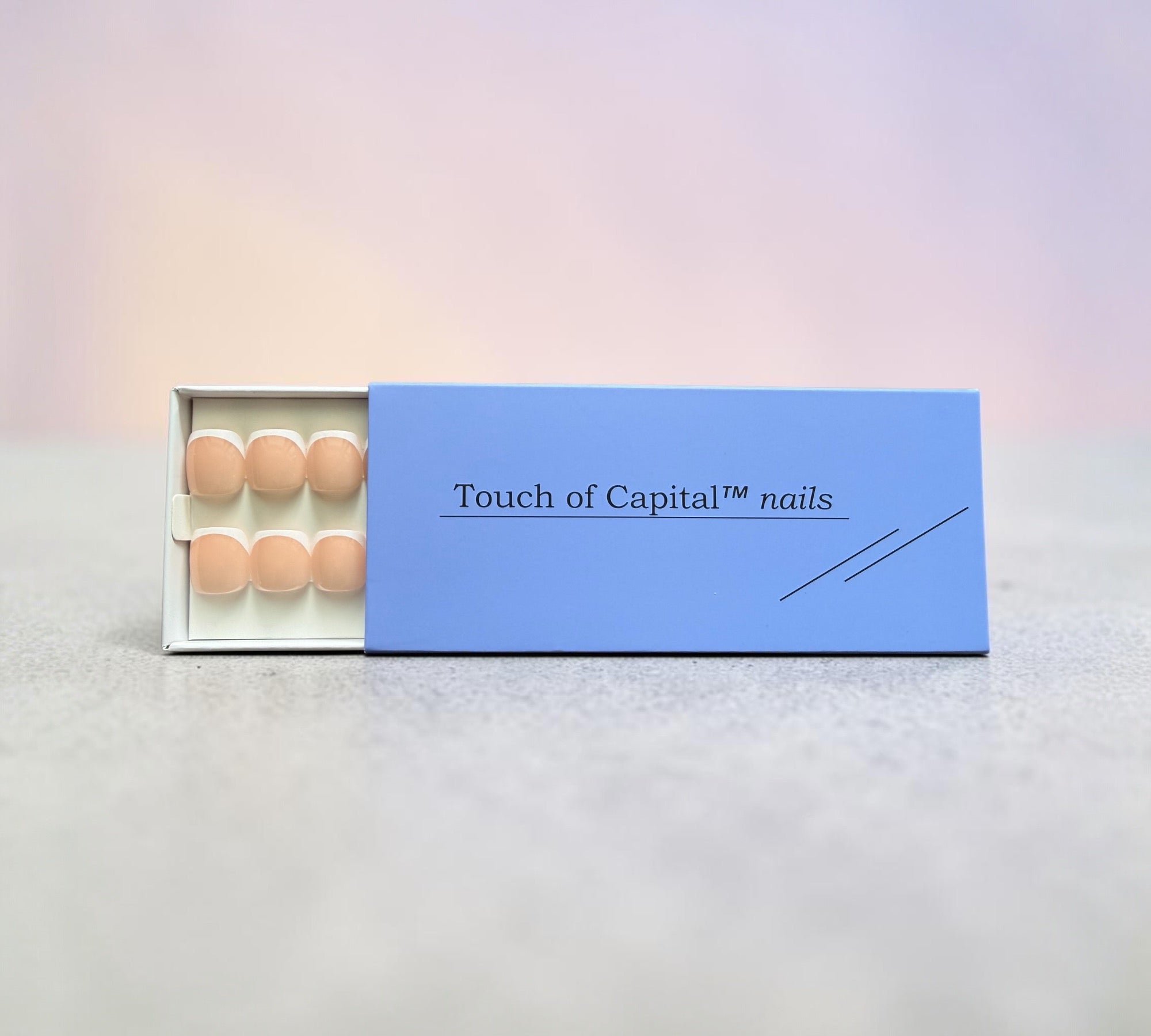 Toe Press On Nails – Warm Beige French | Pedicure | Touch of Capital Nails