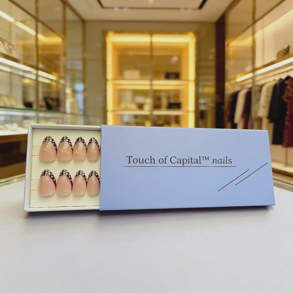 Almond Press On Nails | Dotty French | Short | Touch of Capital Nails