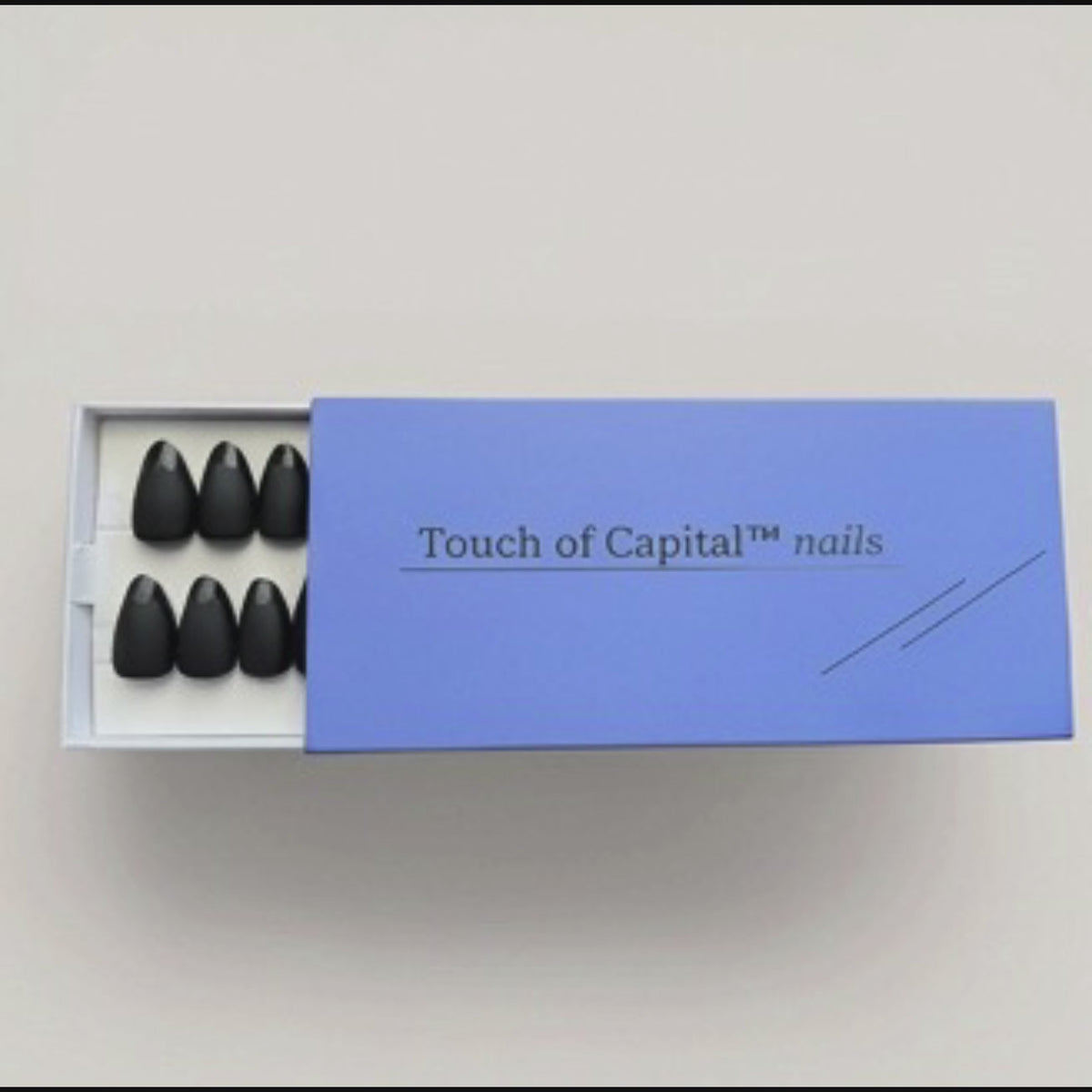 Short Almond Black Matte French Press On Nails | The Strategist | Touch of Capital Nails